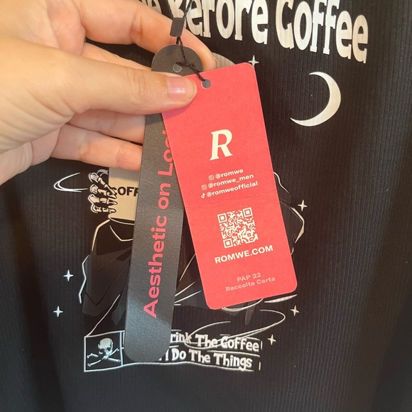 NWT Romwe Skeleton Coffee Ribbed Graphic Tank - Picture 4 of 5